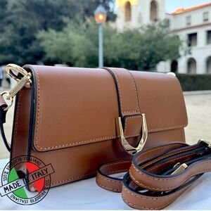 Divina Firenze Genuine Leather Baguette Shoulder Bag Made in Italy New